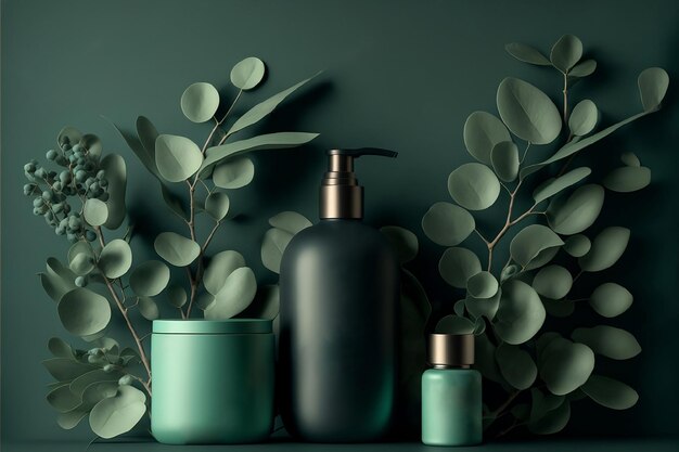 Eucalyptus Background with Skincare and Beauty Made with Generative AI