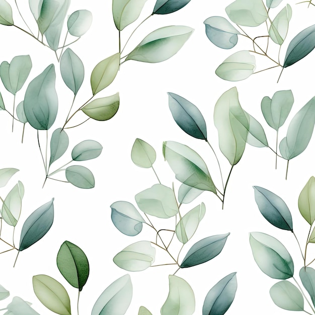 Eucalyptus bladeren naadloos patroon op witte achtergrond behang 1544278337 in de stijl van zilver