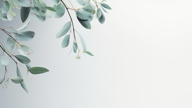 Eucalyptus branches on gray background