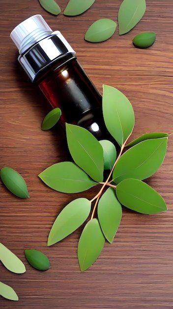 Eucalyptus essential oil product photography banner illustration