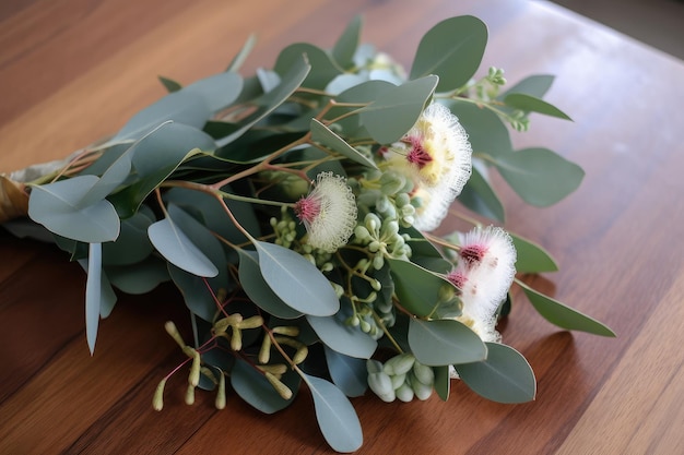 すぐに贈ったり飾ったりできるユーカリの花束