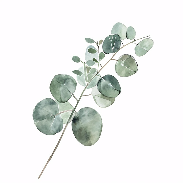 Eucalyptus leave of the plants in watercolor style Handawn illustration