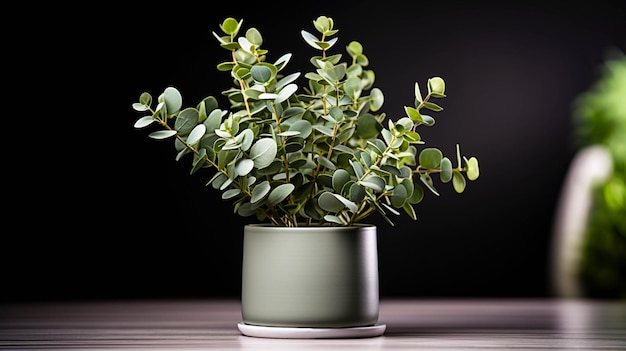 Eucalyptus plant op een pot op witte achtergrond