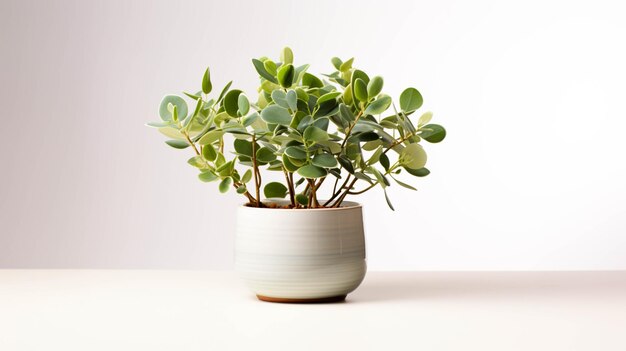 Eucalyptus plant on a pot on white background