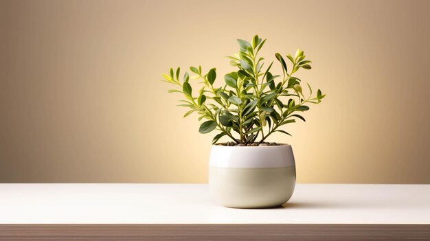 白い背景の上のポットにユーカリの植物