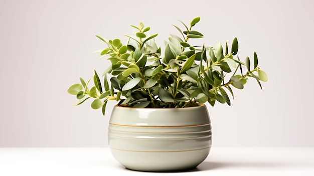 Eucalyptus plant on a pot on white background