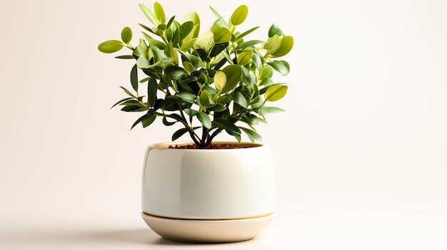 Eucalyptus plant on a pot on white background