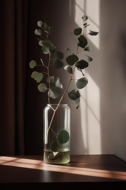 Eucalyptus simplicity in sunlight a study of shadows Ideal for minimalistic