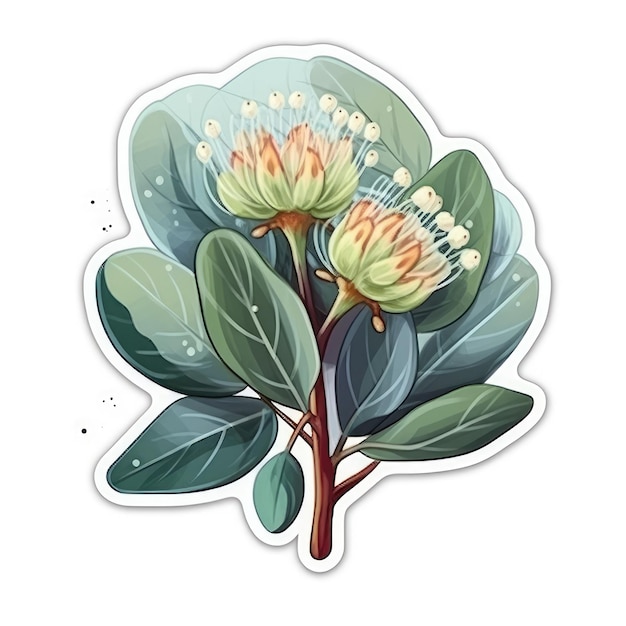 Eucalyptus sticker isolated ai generated