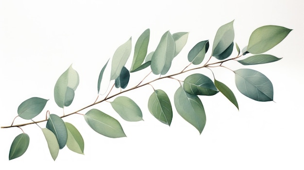 Eucalyptustak met groene bladeren geïsoleerd op witte achtergrond Generatieve AI