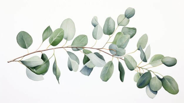 Eucalyptustak met groene bladeren geïsoleerd op witte achtergrond Generatieve AI