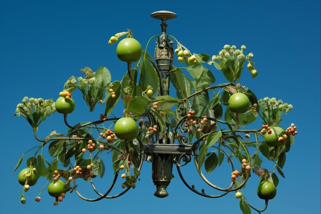 Photo euphorbia candelabrum fruits blossoming beneath a vivid blue sky