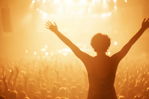 Excited crowd enjoying live music at a summer concert