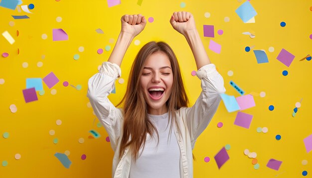 Euphoric Celebration Young Woman Thrilled by News