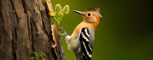 ヤツガシラの鳥が幼鳥 Upupa epops に餌を与える