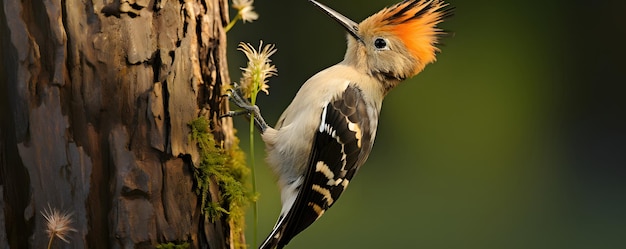 Eurasian hoopoe bird feeding juvenile Upupa epops