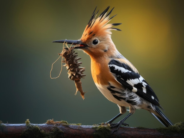 Eurasian Hoopoe bird with its catch