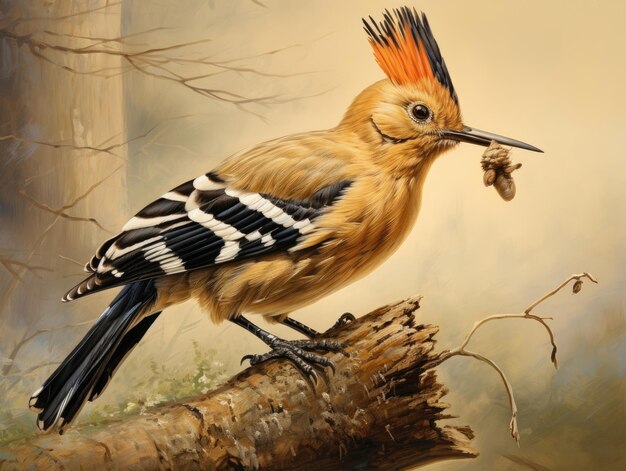 Eurasian Hoopoe bird with its catch