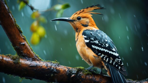 Photo eurasian hoopoe upupa epops in rain