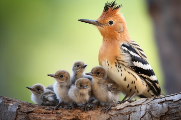 Euraziatische hoopoe Upupa epops met kuikens