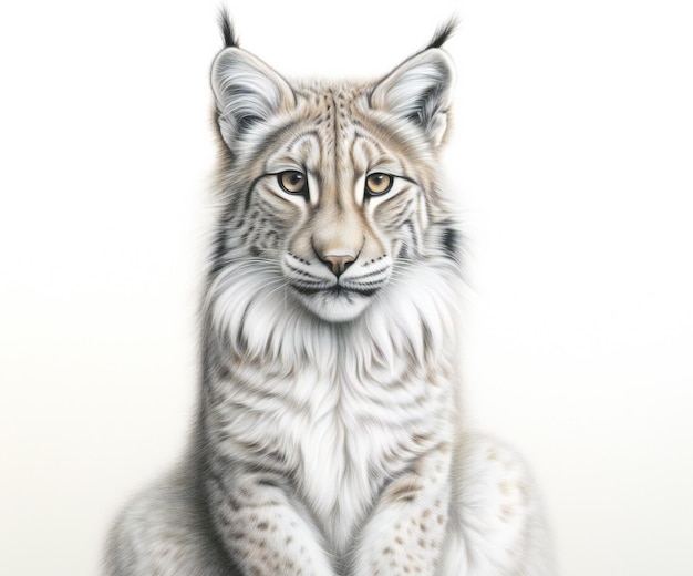 Euraziatische lynx op een witte achtergrond