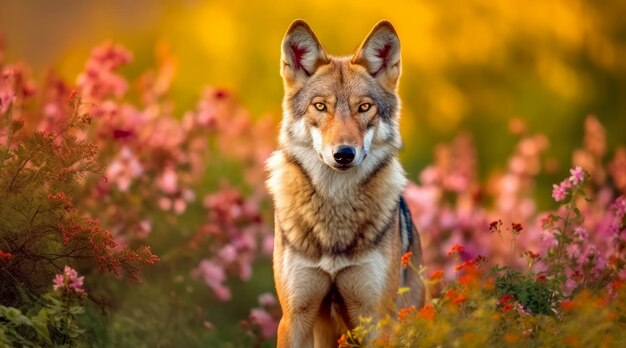 Euraziatische wolf in de bosclose-up