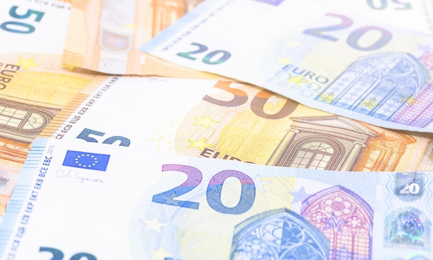 ユーロ紙幣の背景ユーロ通貨ファイナンスの概念