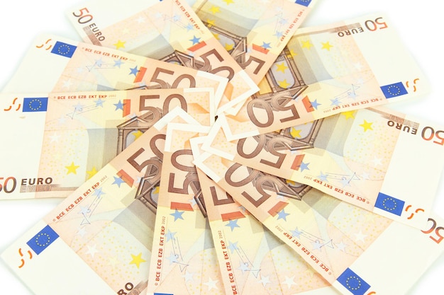 Euro banknotes closeup