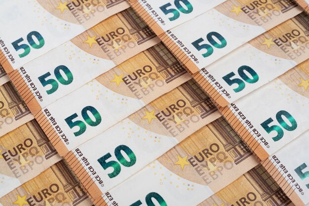 写真 背景として 50 ユーロのユーロ紙幣をクローズ アップ