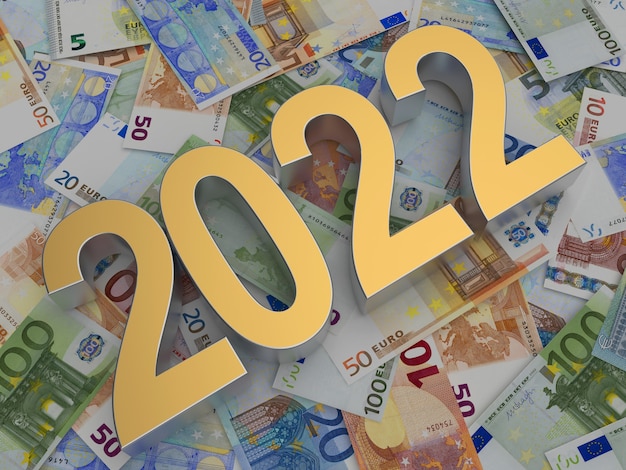 Банкноты евро с золотым номером нового года