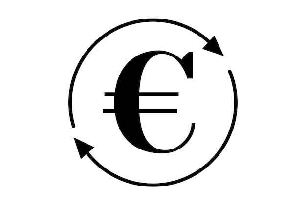 Euro cerchio piatto icona affari simbolo arte contorno nero segno opere d'arte