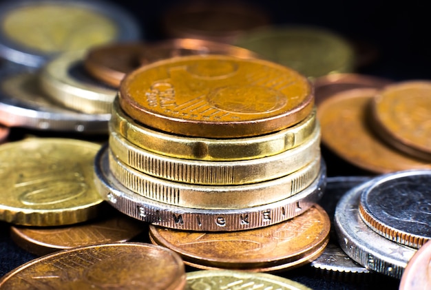 Euro close up photo. Macro coins.