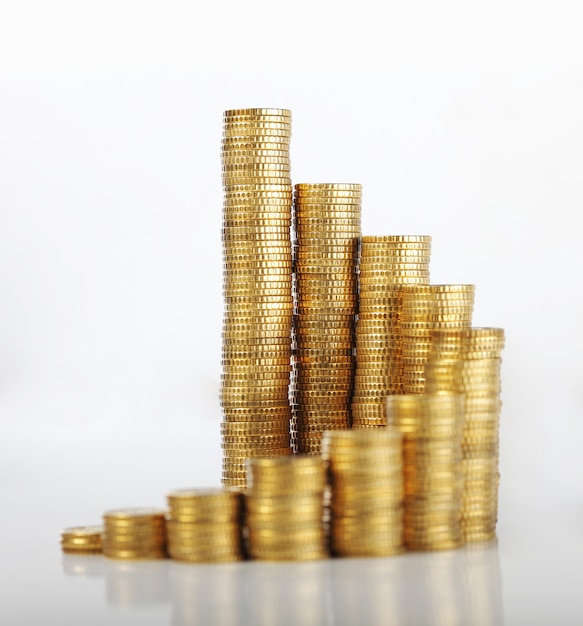 Euro coin pile in stair shape