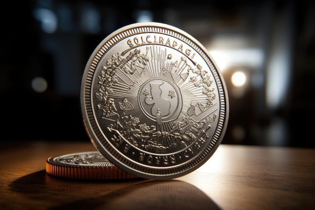 Euro coin on white background