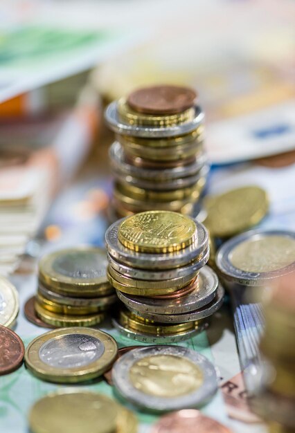 Euro Coins closeup shot