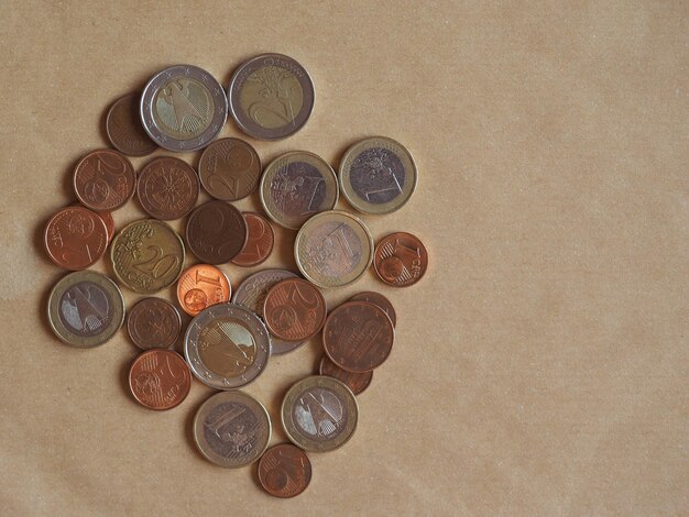 Euro coins, European Union with copy space