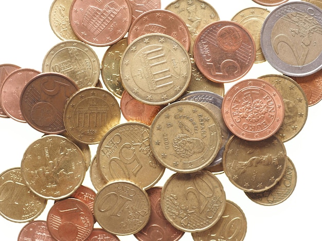 分離されたユーロ硬貨