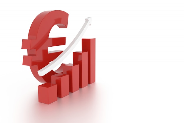 Euro currency sign and graph. 3D rendering.