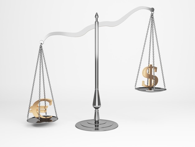 Euro and dollar justice scales