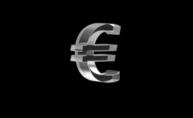 Euro or EUR currency symbol of European union made with Glass 3d Illustration 3d rendering