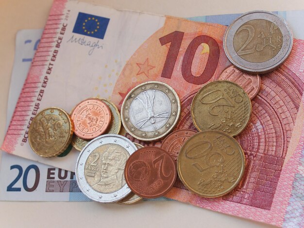 Euro EUR notes and coins European Union EU