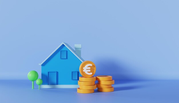Foto euro financial con il concetto di prestito immobiliare per la casa