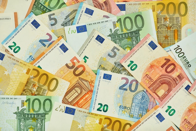 Photo euro money. euro cash background. euro money banknotes