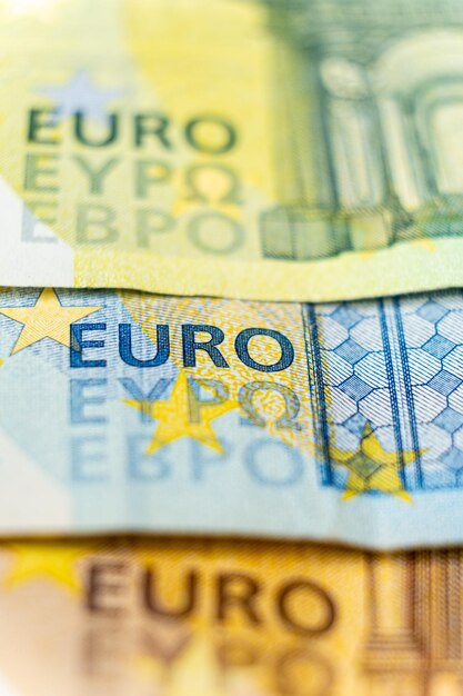 euro money macro twenty fifty and one hundred euro closeup