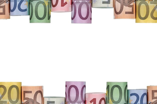 Euro notes frame with copy space