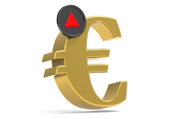 Euro sign with arrow up sign