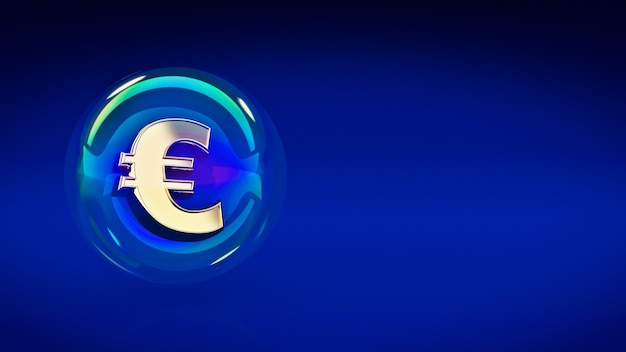 euro symbol in bubble 3d rendering