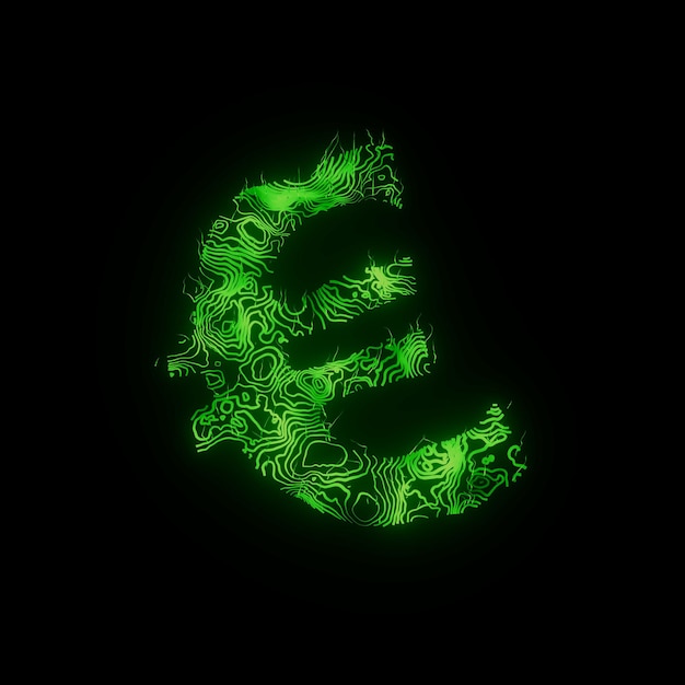 Foto euro-valuta abstract topografie neon hologram contour lines terrain 3d illustratie render