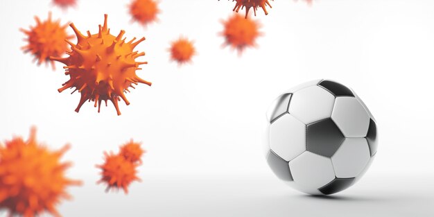 Euro voetbal annulering evenement concept. Bal met coronavirusmasker