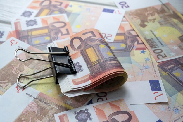 Eurobankbiljettenclose-up. Euro geld. euro geld achtergrond. Euro geldbankbiljetten